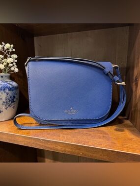 Kate Spade Cobalt Blue Saddle Flap Crossbody Bag (A507)